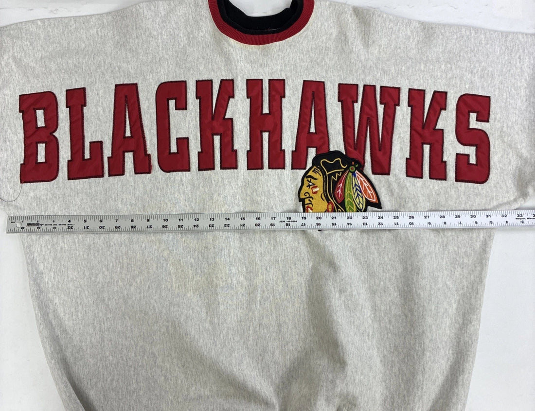 Vintage Chicago Blackhawks Sleeve Spell Out Sweatshirt Crewneck Size 2XL 90s NHL