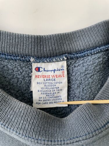 Vintage Champion Reverse Weave Crewneck Sweatshirt Size Large 90s Blue