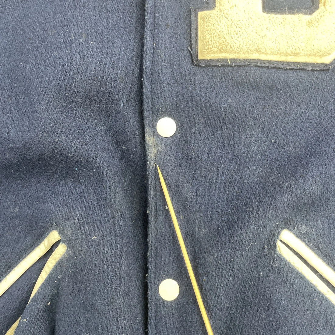 Vintage Andover Varsity Leather Wool Bomber Jacket Size 48 Blue 90s