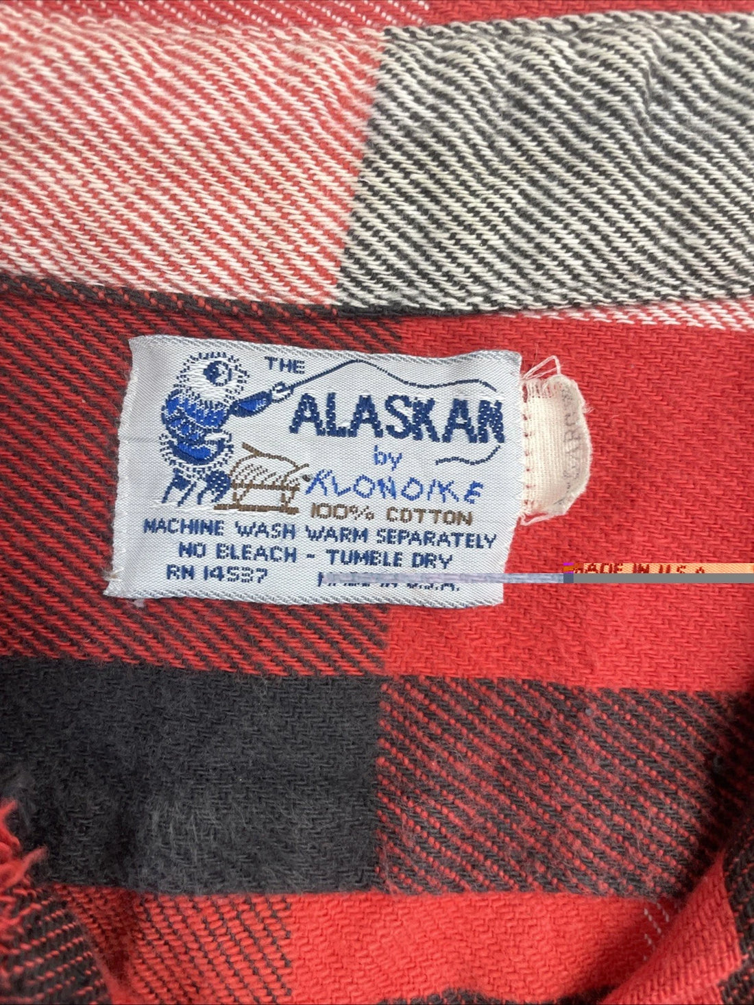 Vintage Alaskan Klondike Button Up Shirt Size XL Red Plaid Flannel