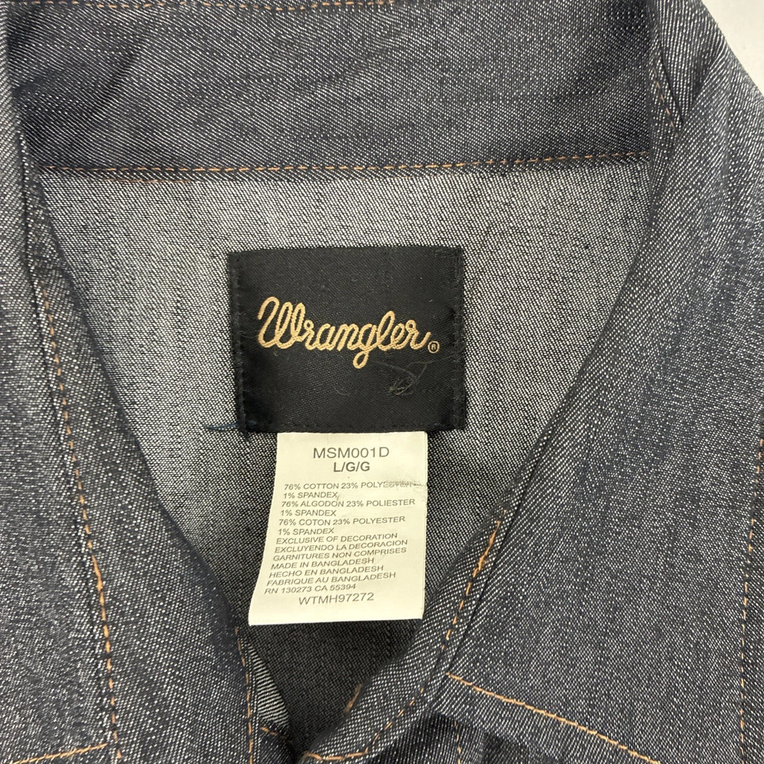 Wrangler Western Denim Pearl Snap Shirt Size Large
