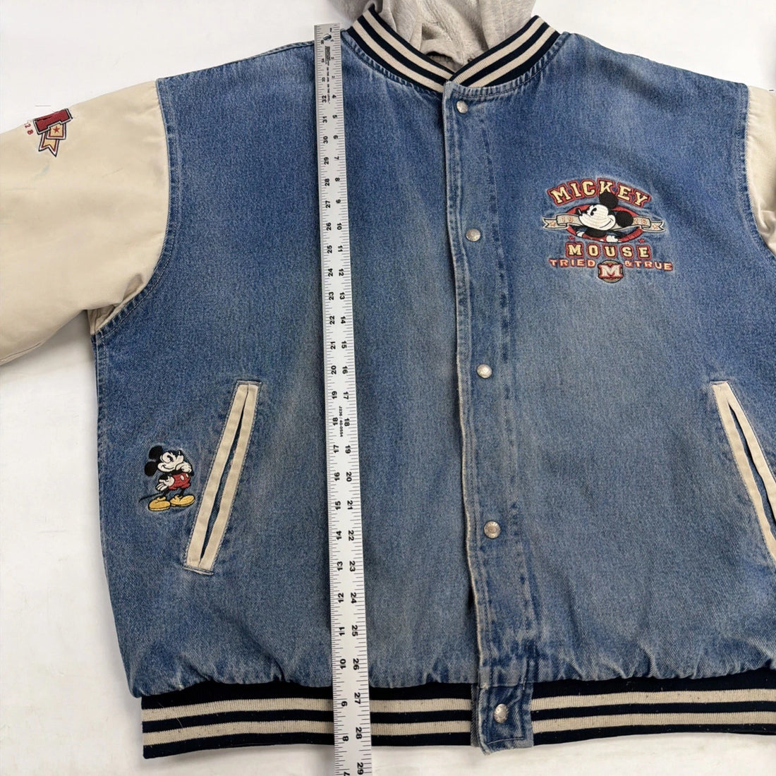 Vintage Mickey Mouse Disney Denim Bomber Jacket Size XL