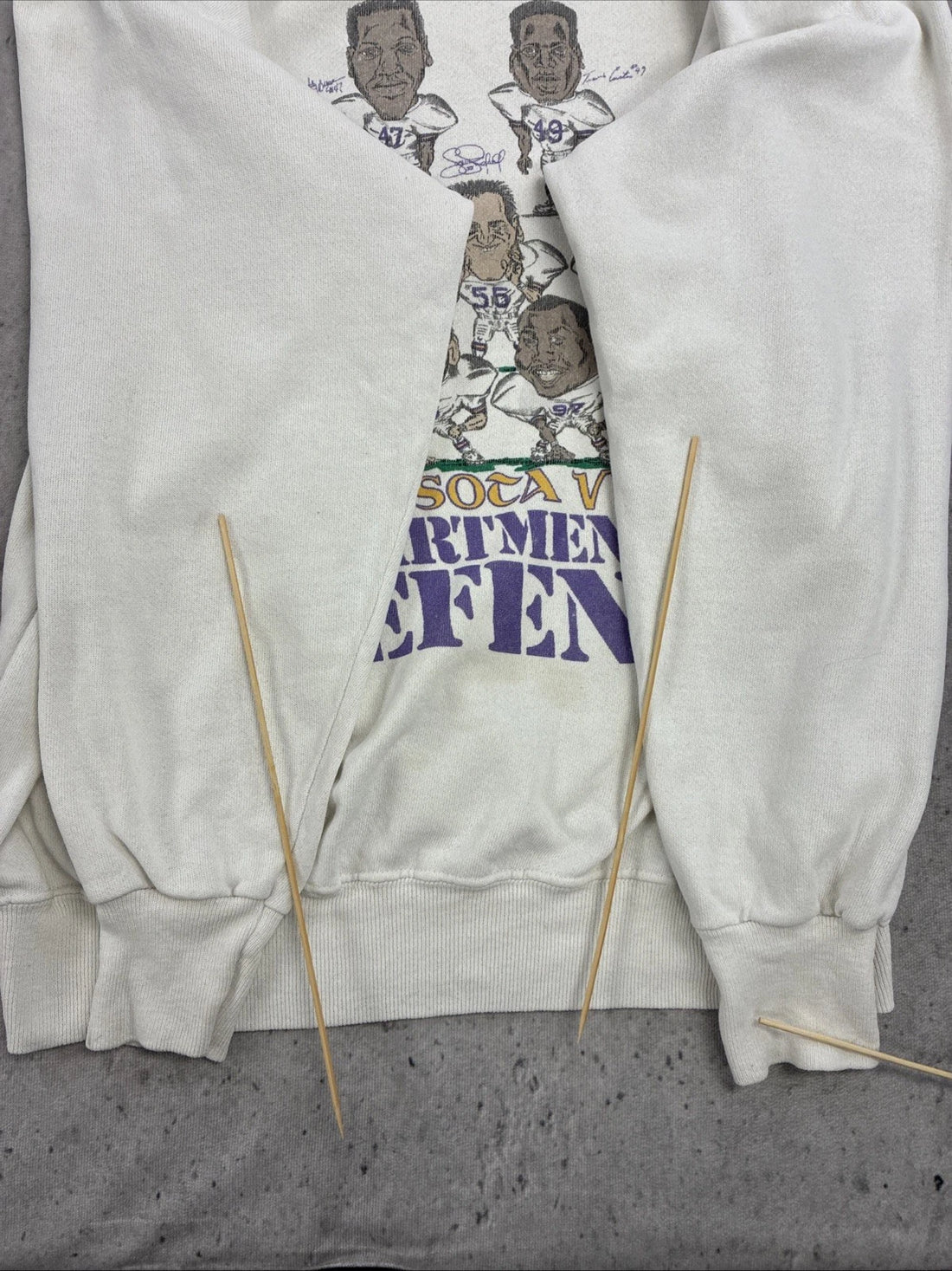 Vintage Minnesota Vikings Caricature Sweatshirt Crewneck Size XL 90s NFL