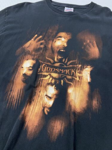 Vintage Godsmack Faceless T-Shirt Size XL Black Metal Band Tee