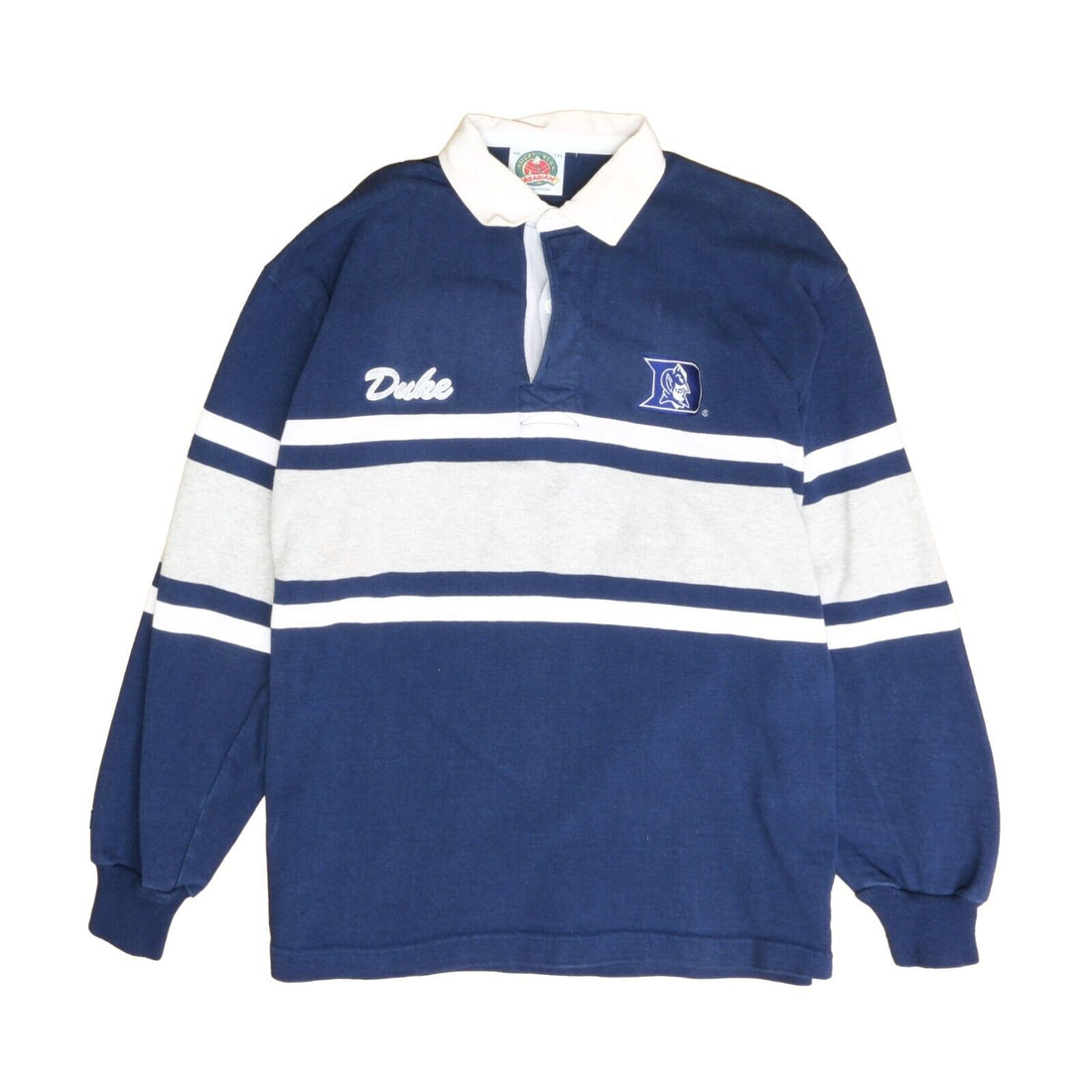 Vintage Duke Blue Devils Barbarian Rugby Shirt Size 2XL Blue Long Sleeve NCAA