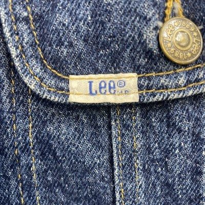 Vintage Lee Denim Vest Jacket Size Large Blue Patch
