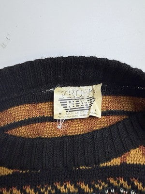 Vintage Front Row Tribal Knit Crewneck Sweater Size Medium