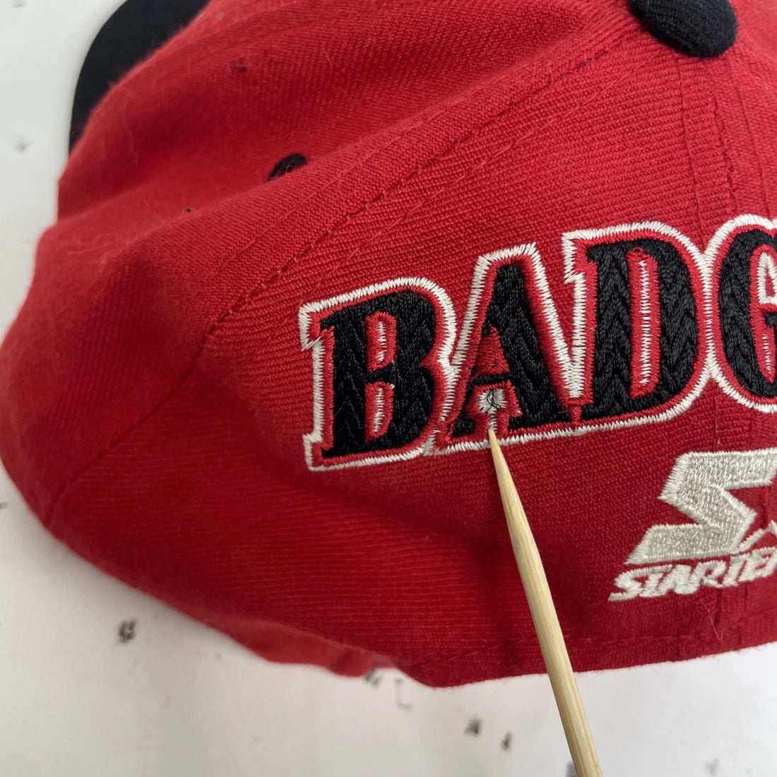 Vintage Wisconsin Badgers Blockhead Wool Starter Snapback Hat Cap OSFA 90s NCAA