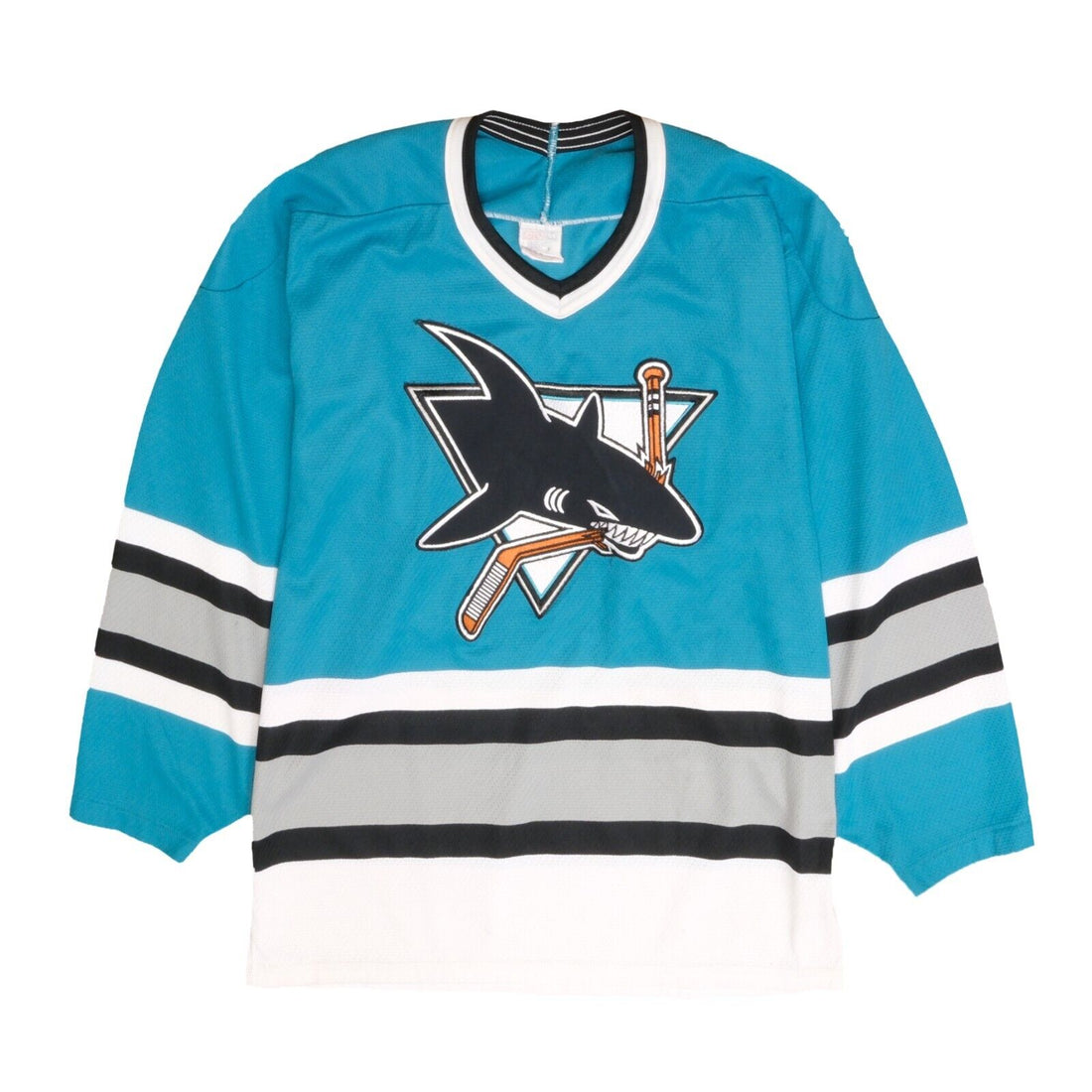 Vintage San Jose Sharks CCM Maska Hockey Jersey Size Medium Teal 90s NHL