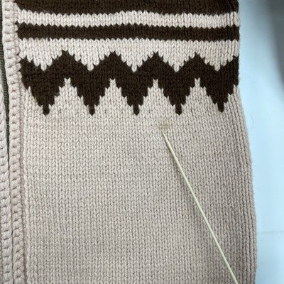 Vintage Wool Knit Cowichan Sweater Size Medium C&C Zip