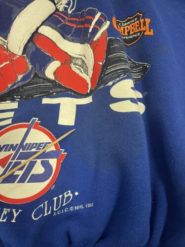 Vintage Winnipeg Jets Sweatshirt Crewneck Size Small Blue 1992 90s NFL