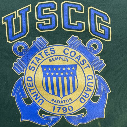 Vintage USCG United States Coastal Guard Crewneck Sweatshirt Size Large Green