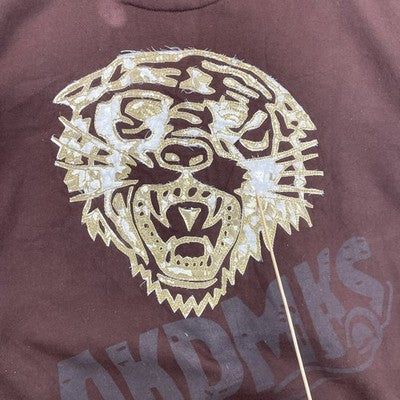 Akademiks Tiger Full Zip Sweatshirt Hoodie Size XL Brown Y2K