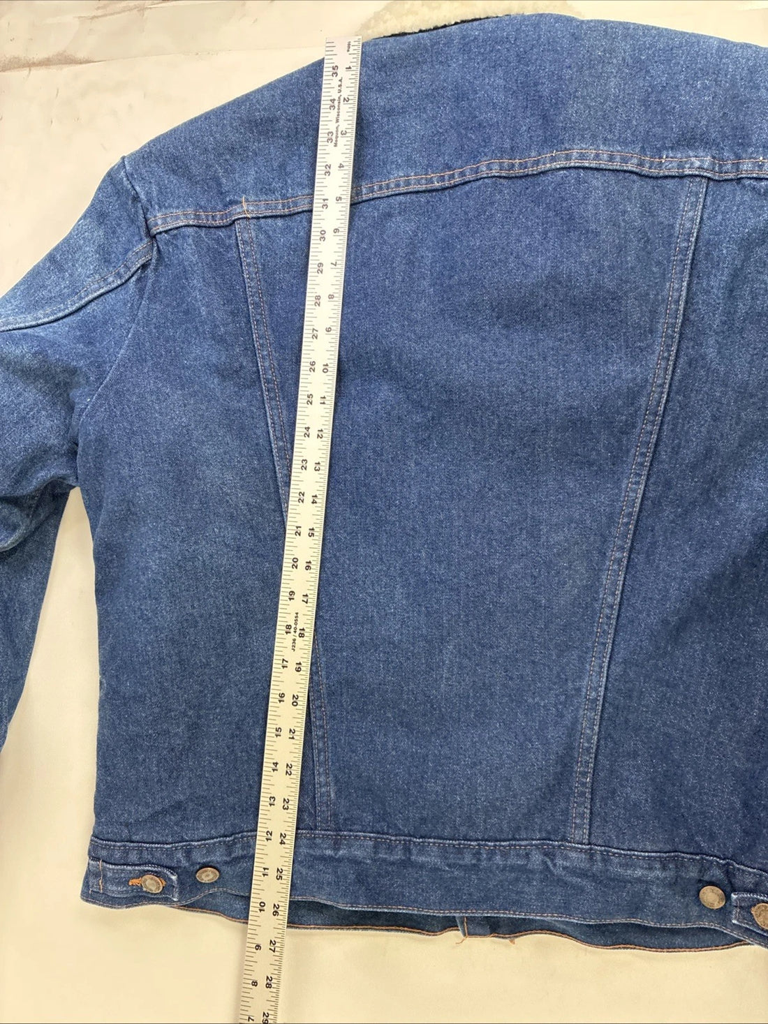 Wrangler M-159 Western Sherpa Lined Denim Jacket Size Large Vintage
