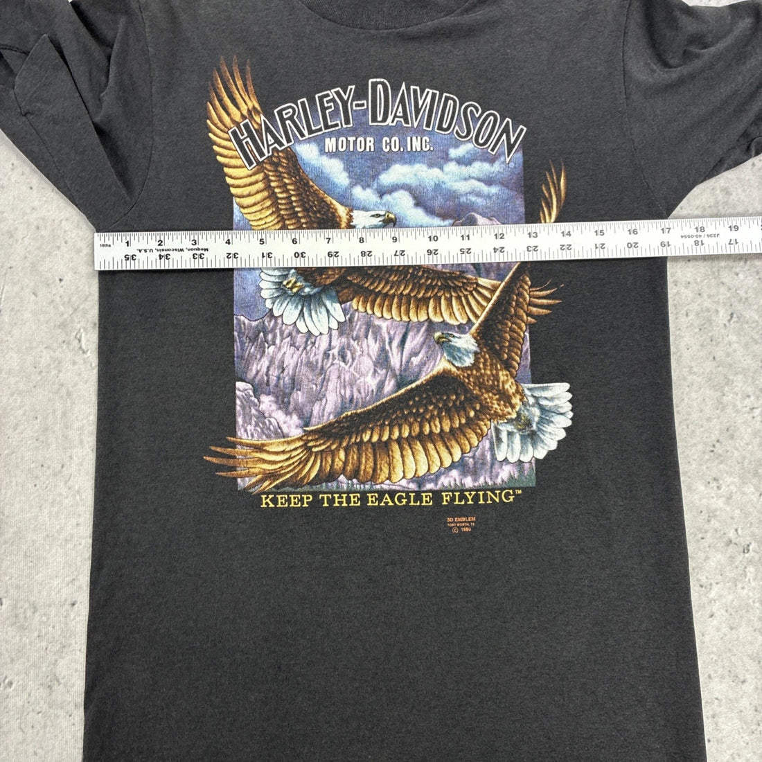 Vintage Harley Davidson 3D Emblem Keep The Eagle Flying T-Shirt Size Medium 1990