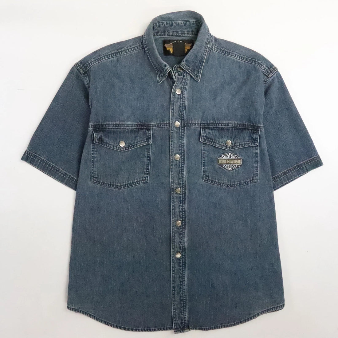Harley Davidson Motorcycles Denim Short Sleeve Shirt Size Large