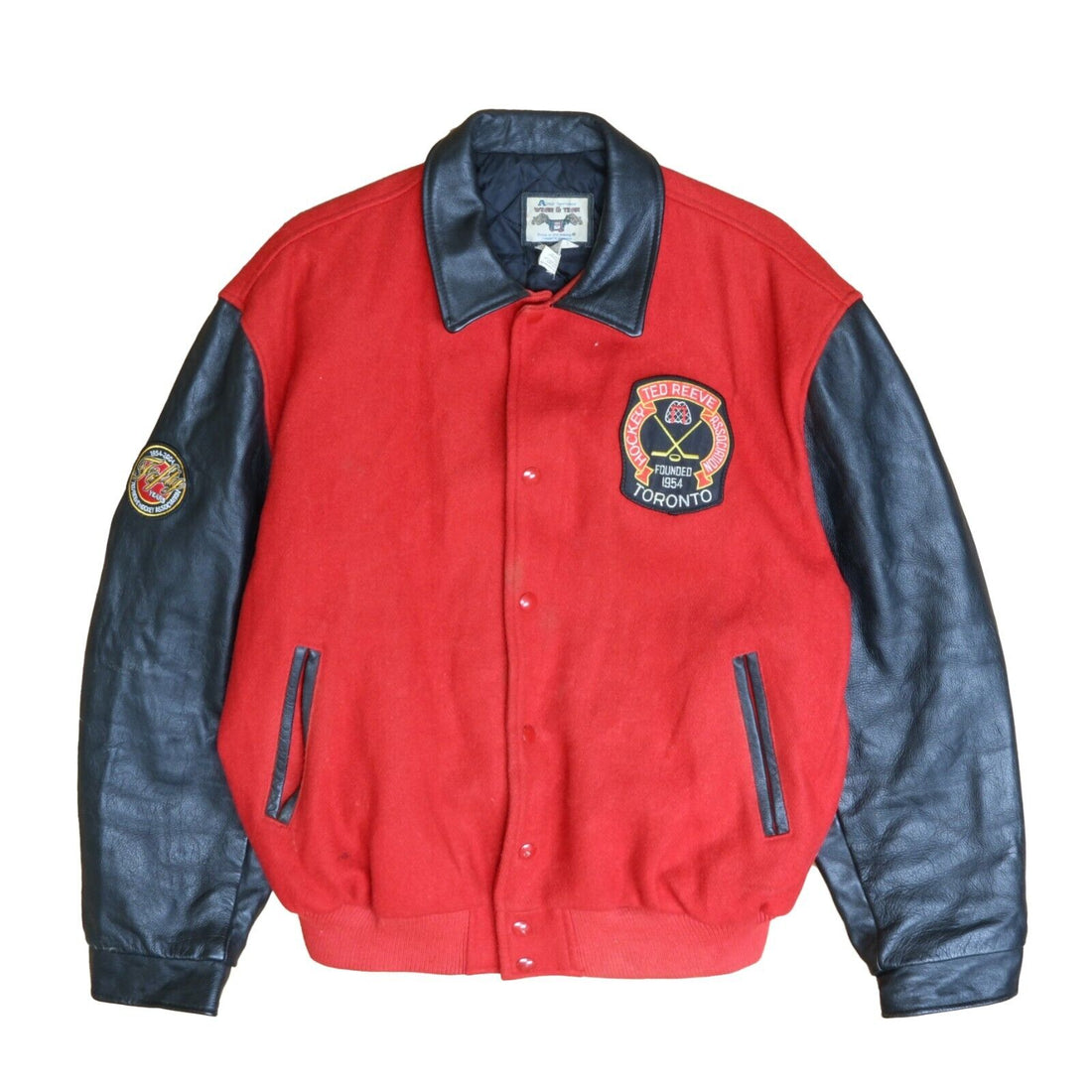 Vintage Ted Reeve Hockey Association Leather Wool Varsity Jacket Size XL