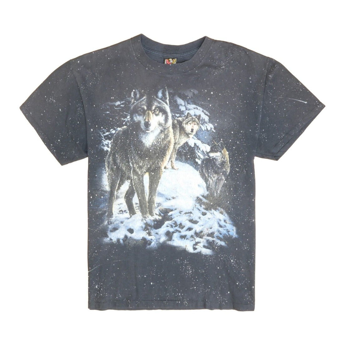 Vintage 3D Emblem Winter Wolf Pack T-Shirt Size Large Nature Wildlife
