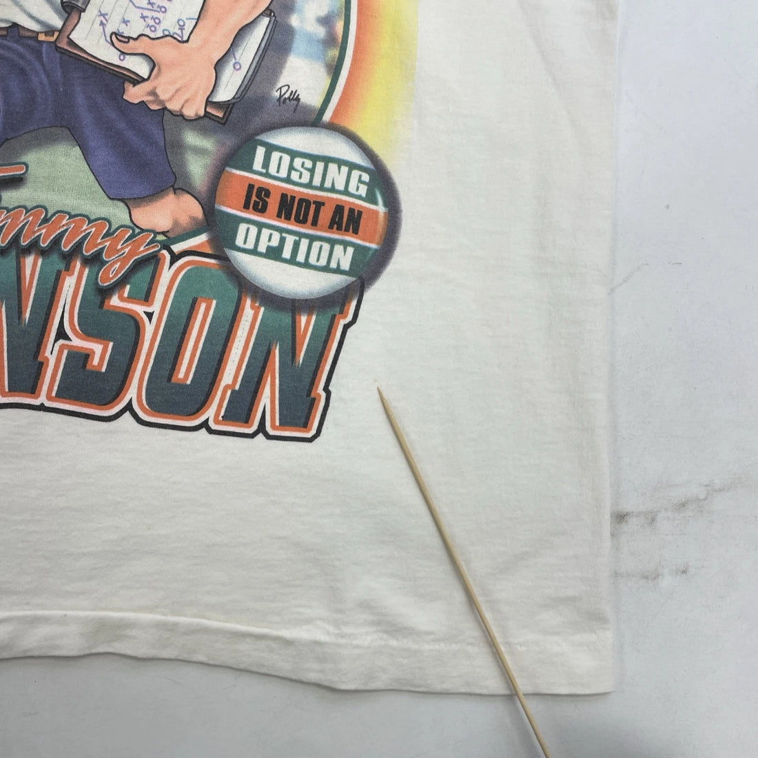 Vintage Jimmy Johnson Miami Dolphins Caricature T-Shirt Size XL 90s NFL