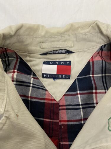 Vintage Tommy Hilfiger Coat Jacket Size Large Beige Plaid Lined