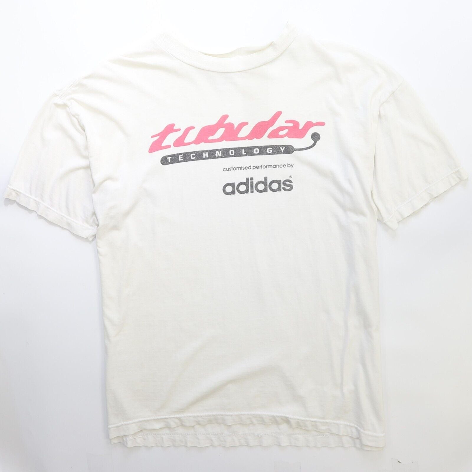 Vintage Adidas Tubular Technology T Shirt Size 46 White 90s Throwback Vault