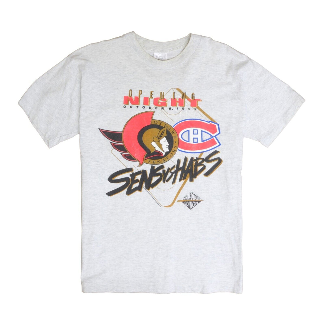 Vintage Senators Canadiens Opening Night T-Shirt Size Large 1992 90s NHL