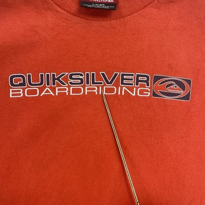 Vintage Quiksilver Boarding T-Shirt Size Large Red 90s