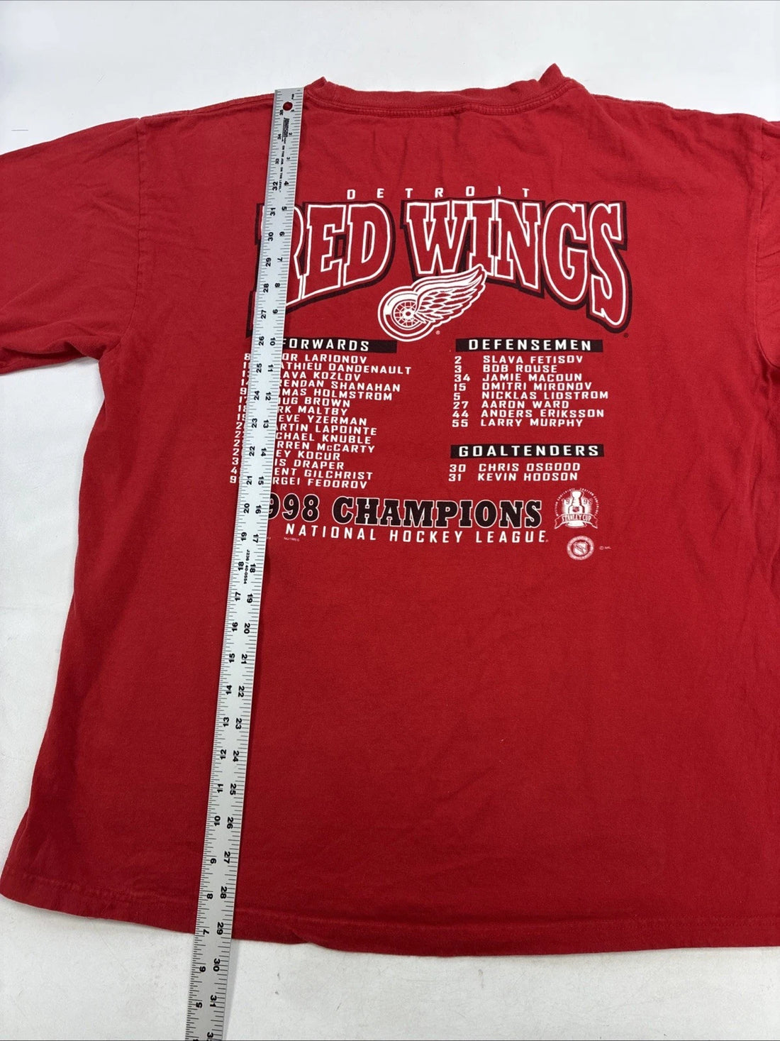 Vintage Detroit Red Wings Stanley Cup Champs Logo 7 T-Shirt Size XL 1998 90s NHL
