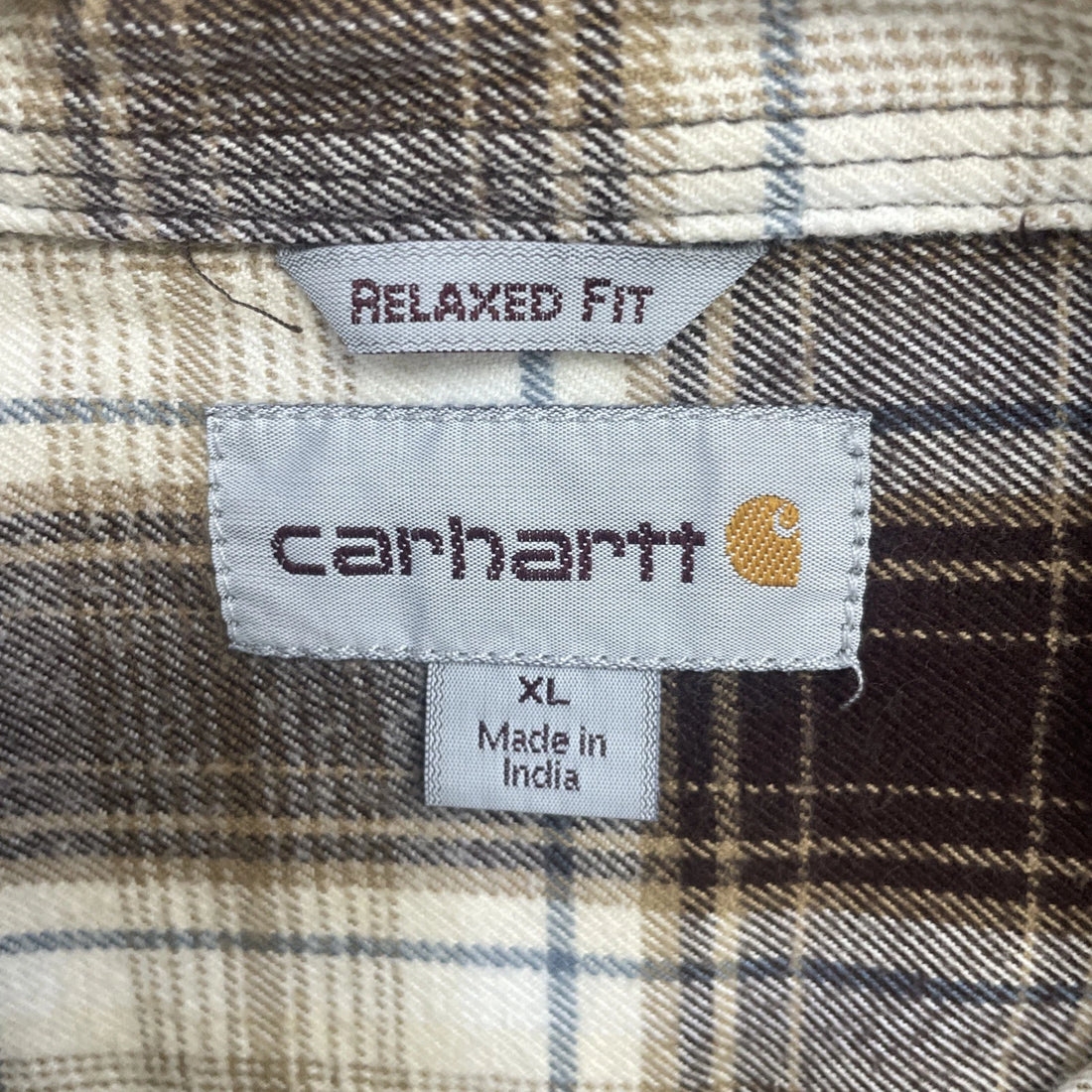 Carhartt Button Up Shirt Size XL Brown Plaid