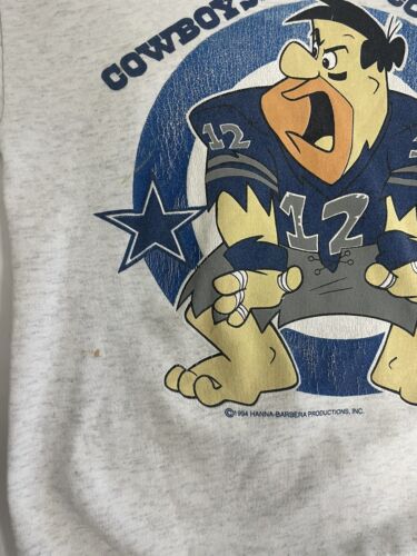 Vintage Dallas Cowboys Fred Flintstone Sweatshirt Medium Cartoon 1994 90s NFL