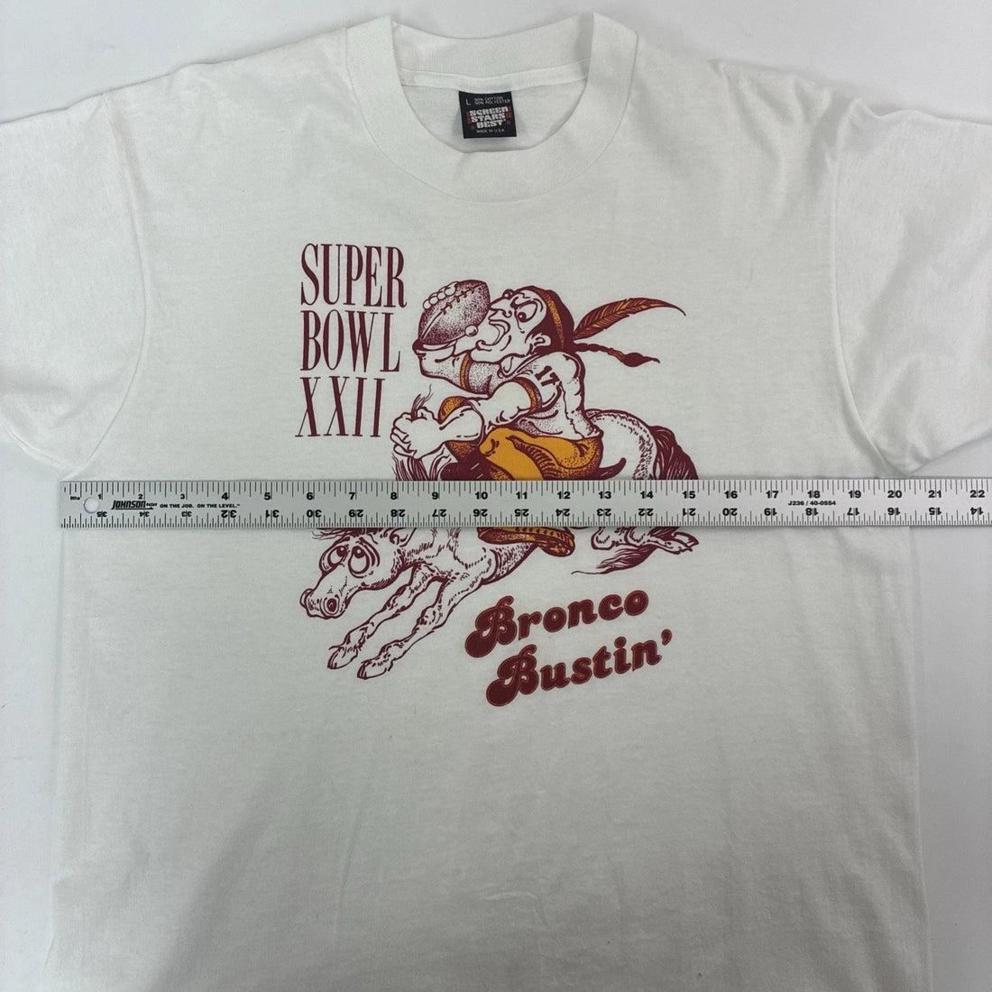Vintage Super Bowl XXII Bronco Bustin' T-Shirt Size Large 80s NFL