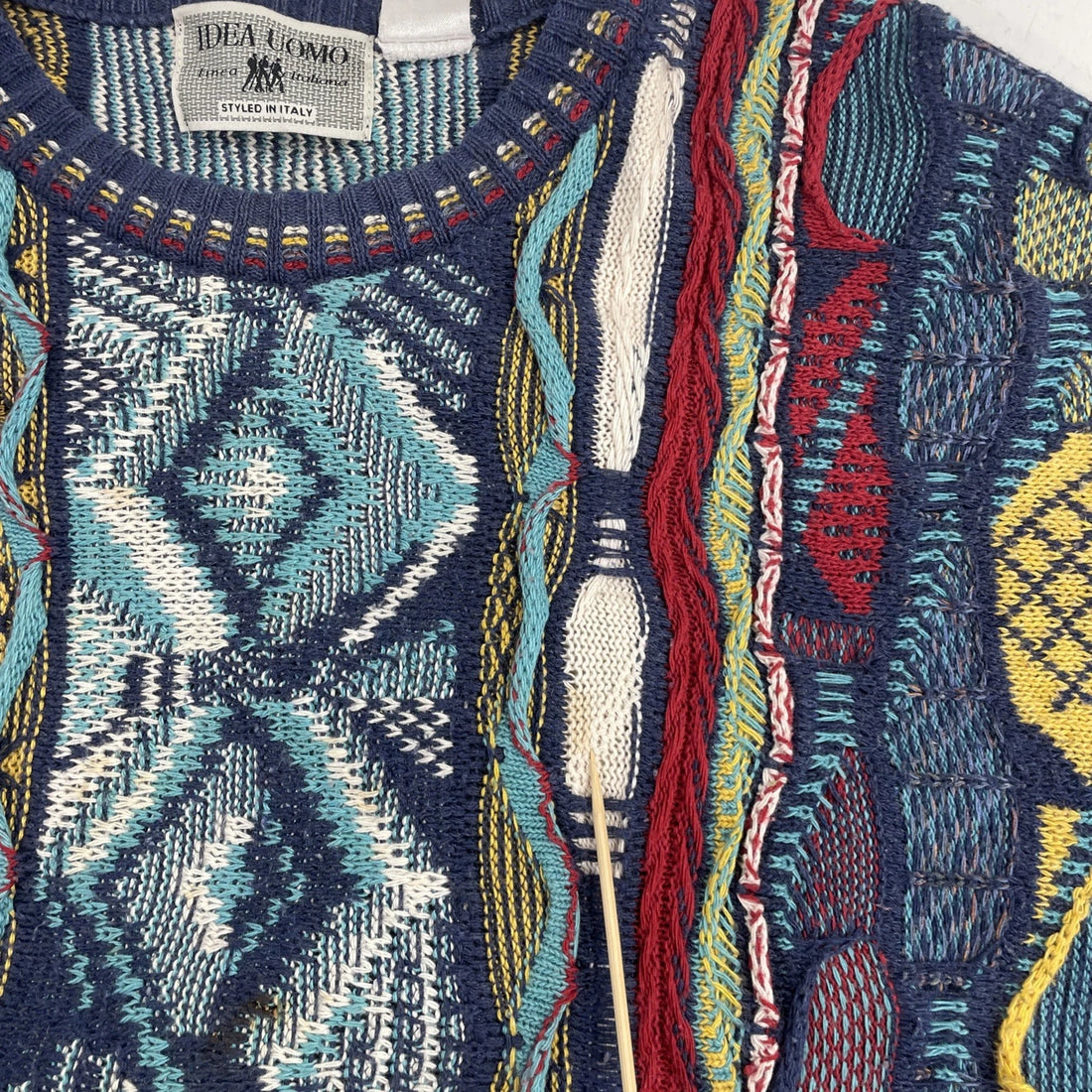 Vintage Idea Uomo 3D Knit Crewneck Sweater Size XL Coogi Style