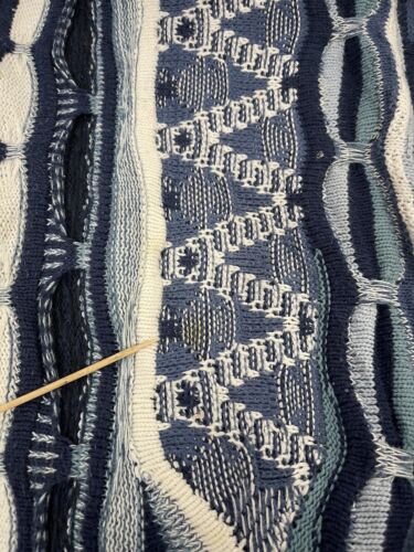 Vintage Tosani 3D Knit Crewneck Sweater Size XL Blue Coogi Style