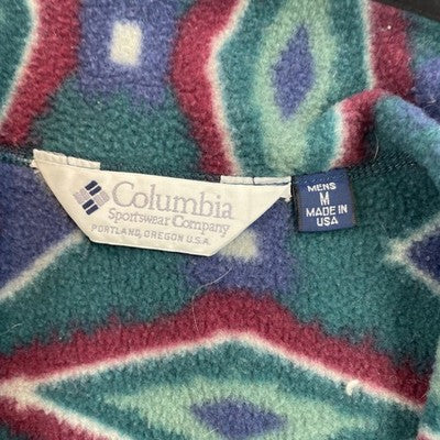 Vintage Columbia 1/2 Zip Pullover Fleece Jacket Size Medium Western Aztec