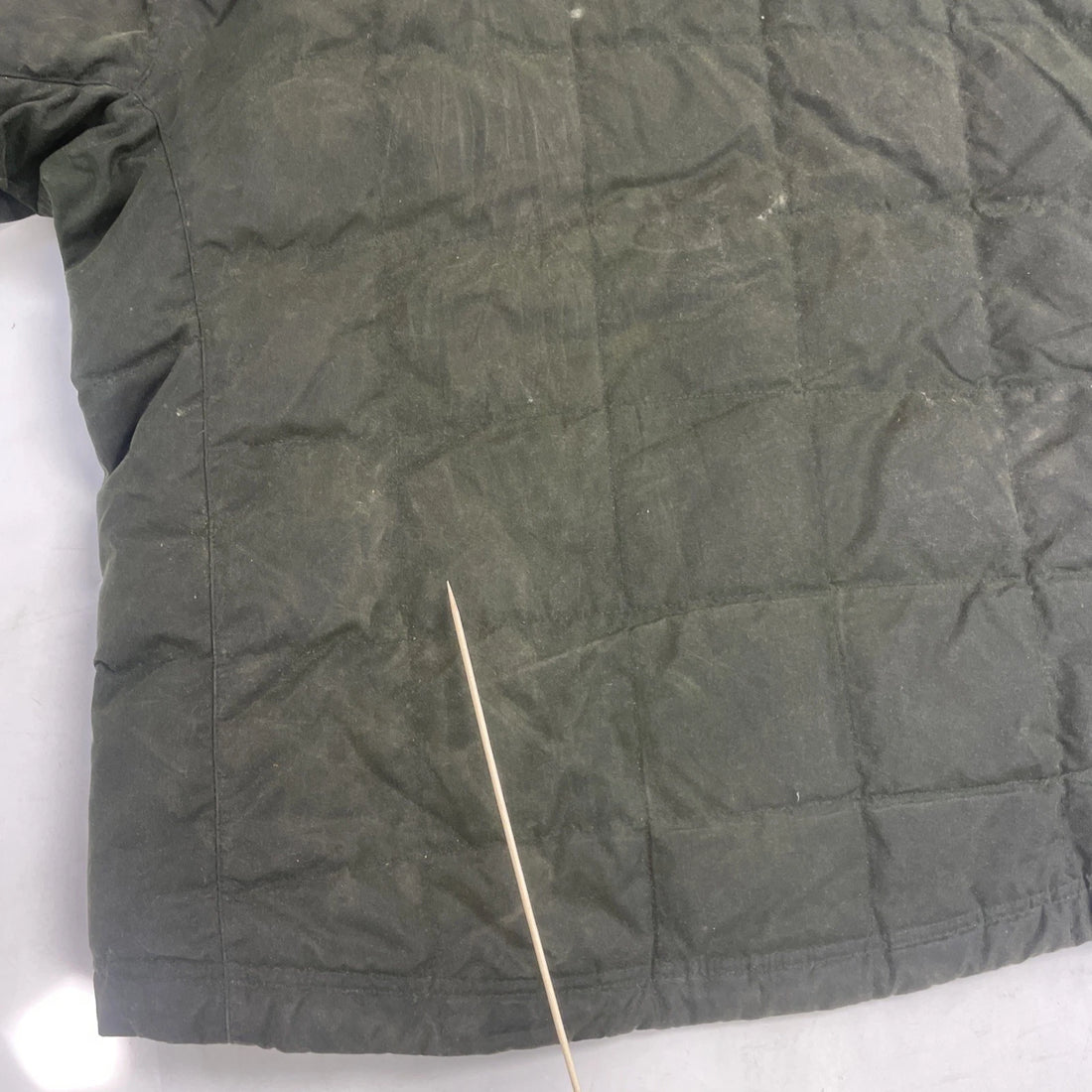 L.L. Bean Waxed Quilted Puffer Jacket Size Large Green Insulated