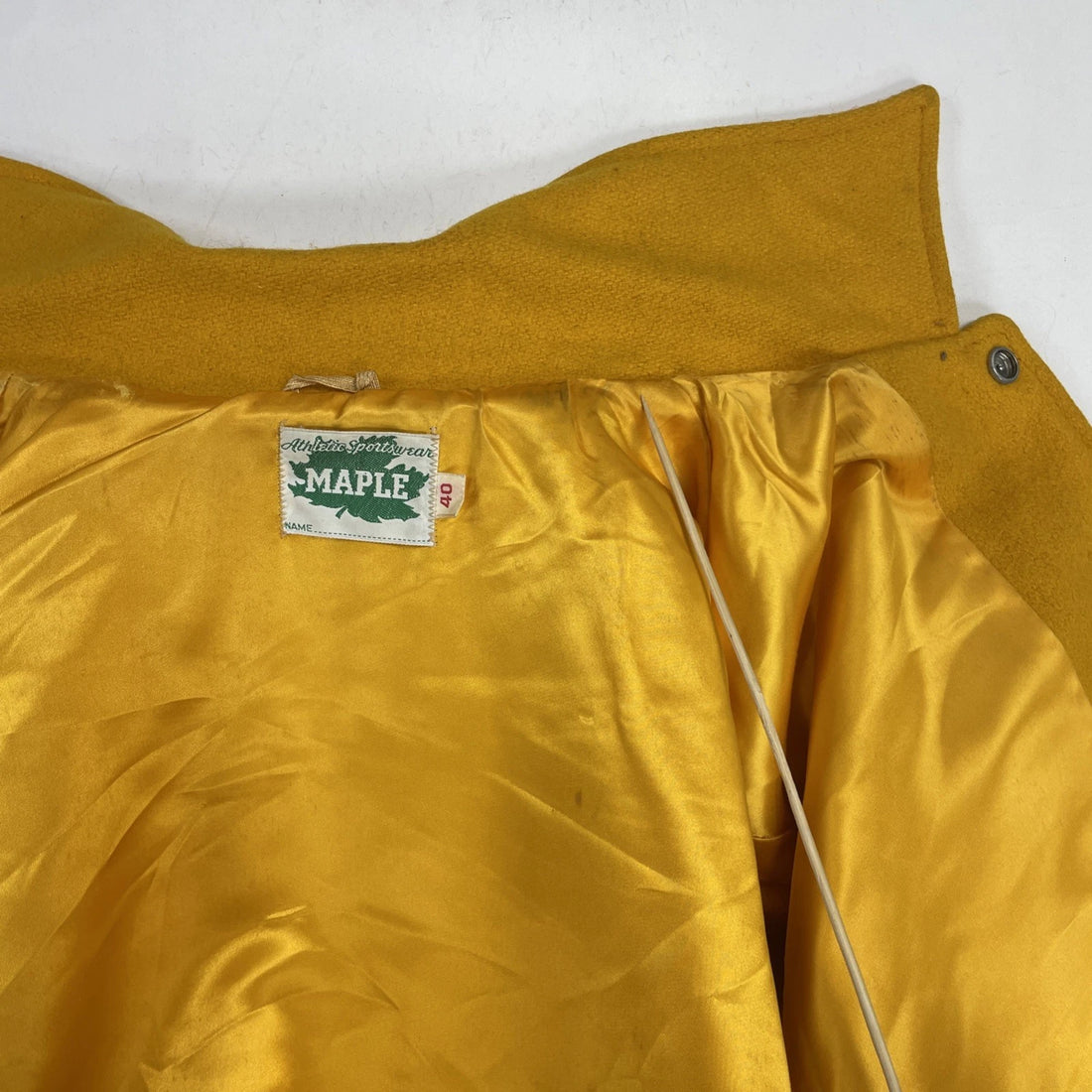 Vintage Football Wool Letterman Varsity Coat Jacket Size 40 Yellow