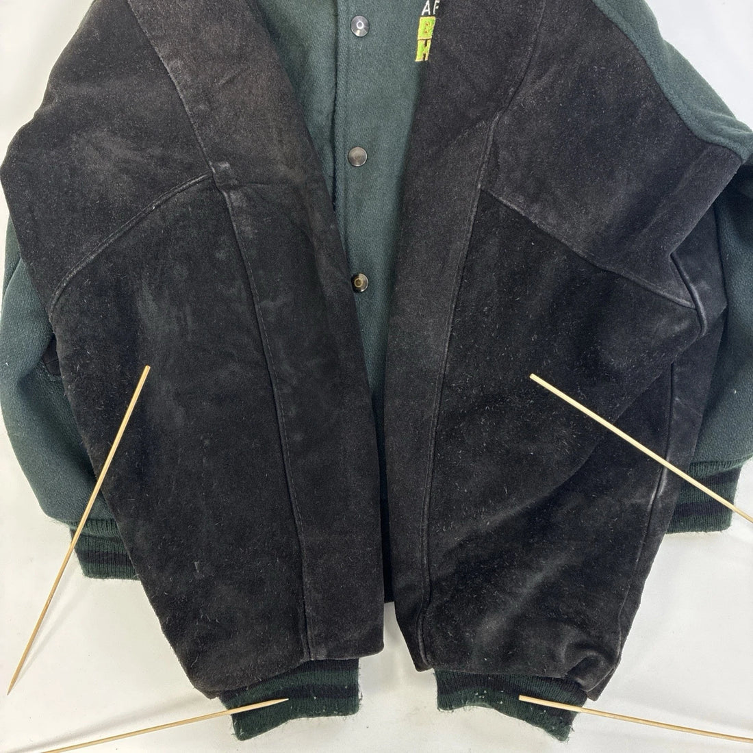 Vintage Arctic Cat Bounty Hunter Suede Wool Varsity Jacket Size Large