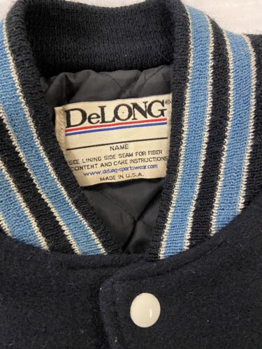 Vintage Knights DeLong Leather Wool Varsity Bomber Jacket Size XL