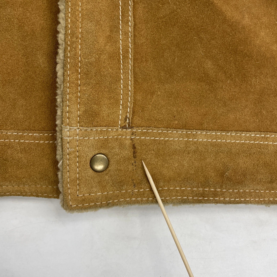 Leather Suede Work Jacket Size XL Sherpa Lined Brown