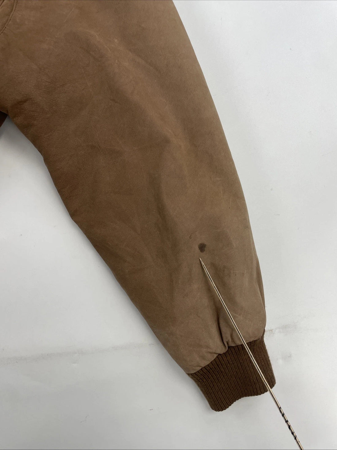 Vintage Mixed Blues Leather Bomber Jacket Size Medium Brown