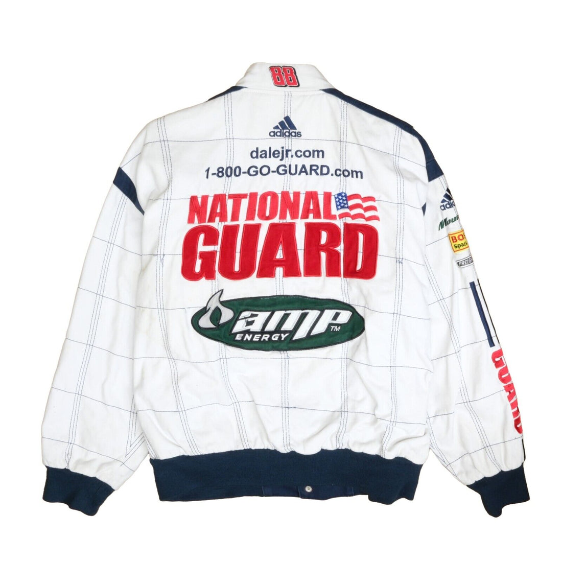Vintage National Guard Chase Racing Bomber Jacket Size Large White NASCAR