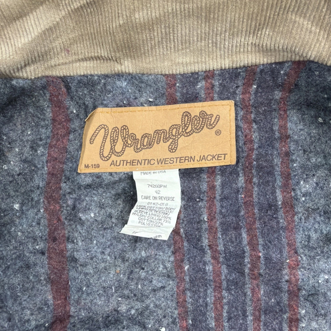 Vintage Wrangler Western Denim Trucker Jacket Size 42 Blanket Lined