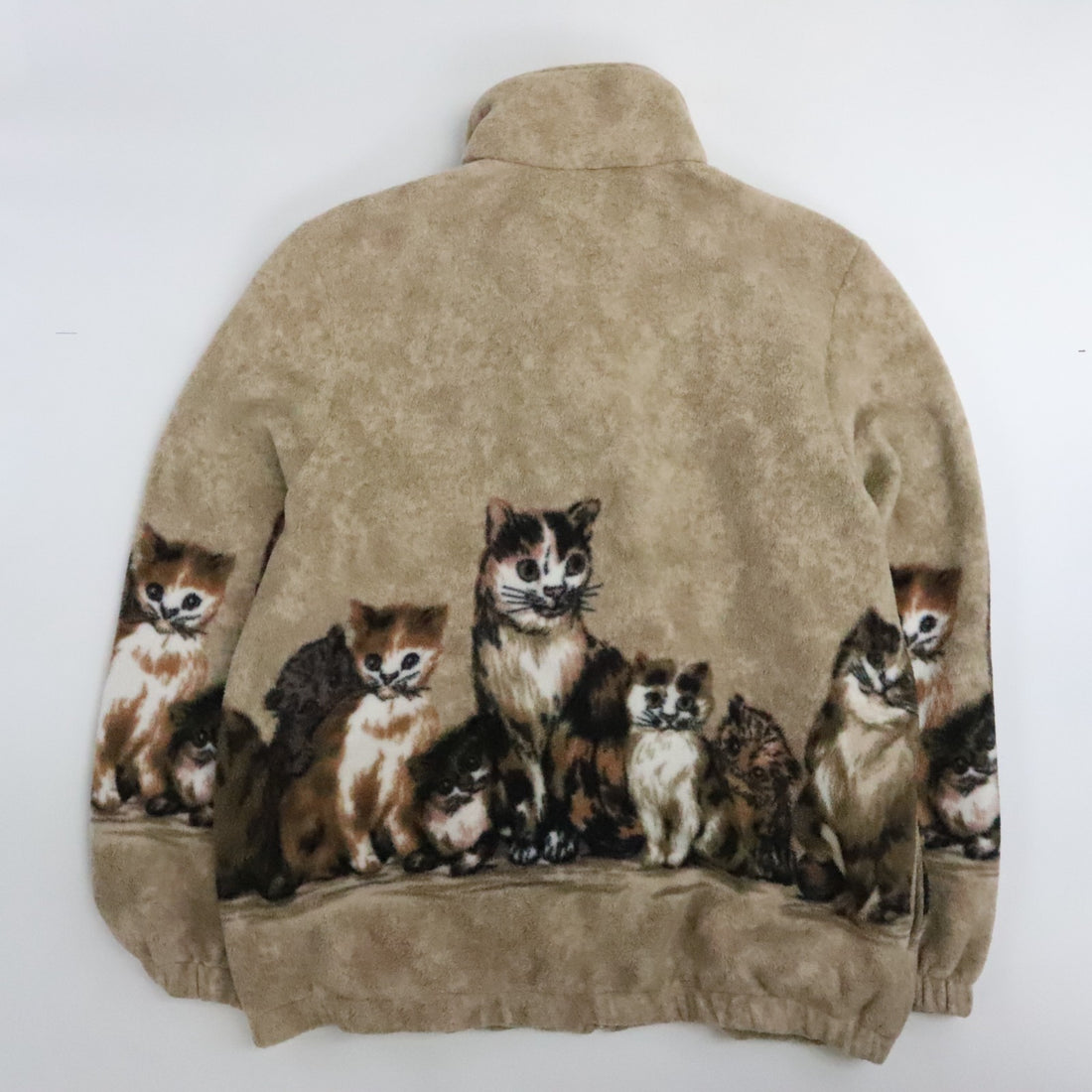 Vintage Cat Fleece Jacket Size Medium All Over Print