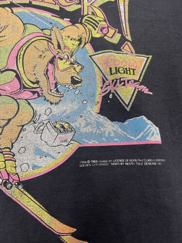 Vintage Coors Light Beerwolf Silver Bullet Ski Crewneck Sweatshirt Large 1989
