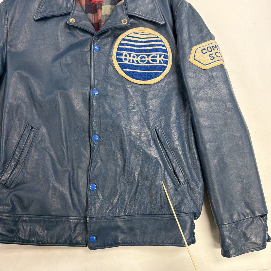 Vintage Brock University Computer Science Leather Varsity Jacket 44 1981 80s