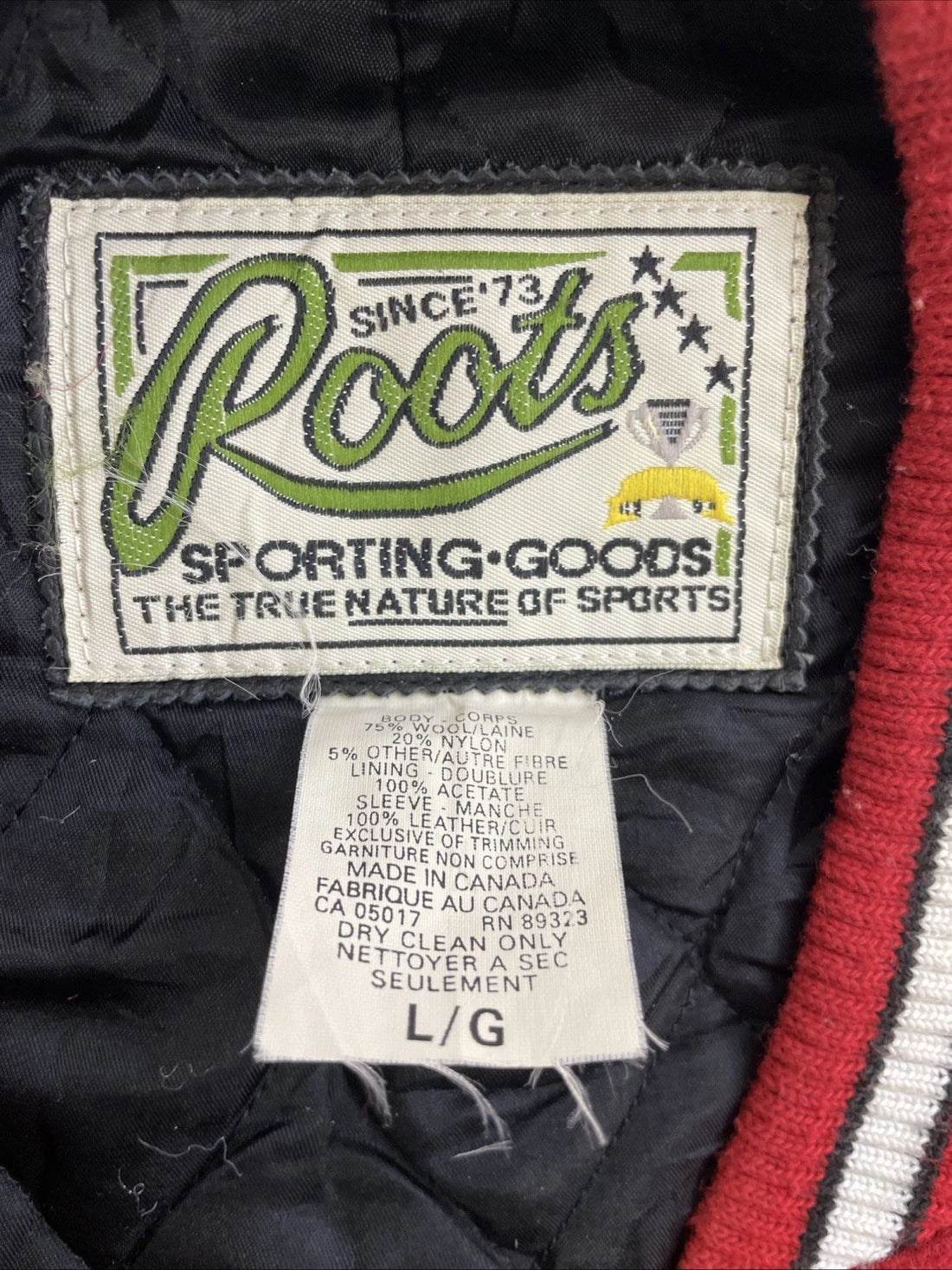 Vintage Hong Kong Bank Canada Roots Athletics Leather Wool Varsity Jacket Large