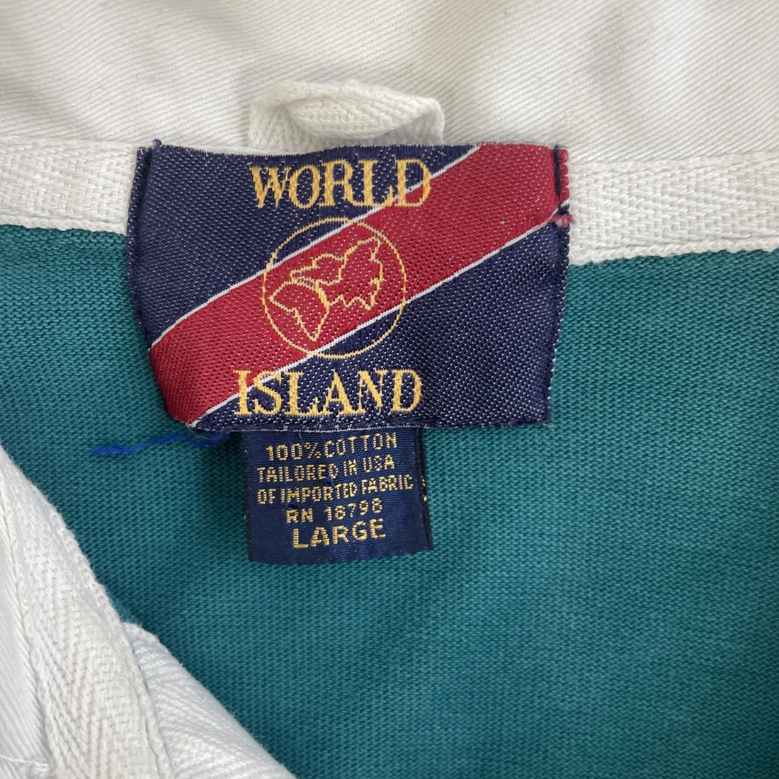 Vintage World Island Rugby Shirt Size Large Striped