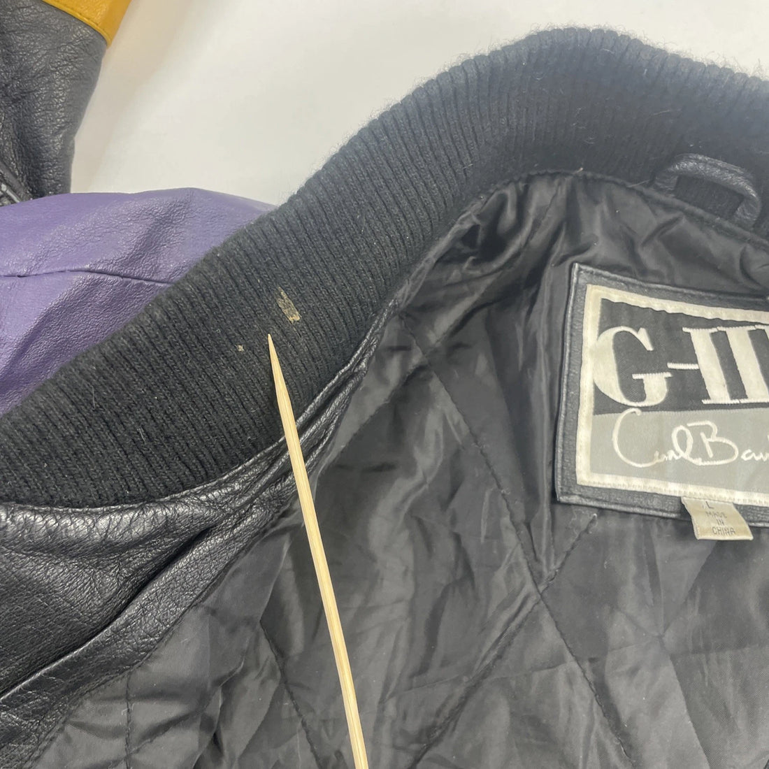 Vintage Minnesota Vikings G-III Carl Banks Leather Varsity Jacket Size Large NFL