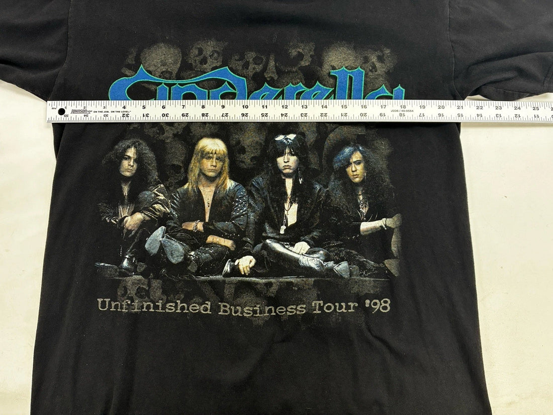 Vintage Cinderella Unfinished Business Tour T-Shirt Size Large Band Tee 1998 90s