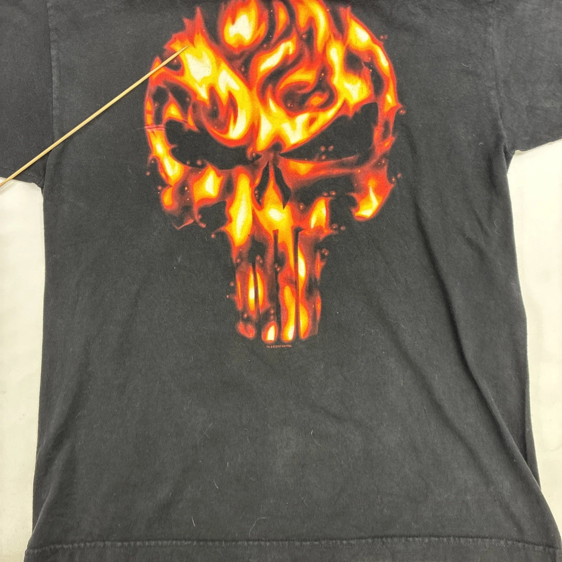 Vintage Punisher Flame Skull Marvel Mad Engine T-Shirt Size Large 2004